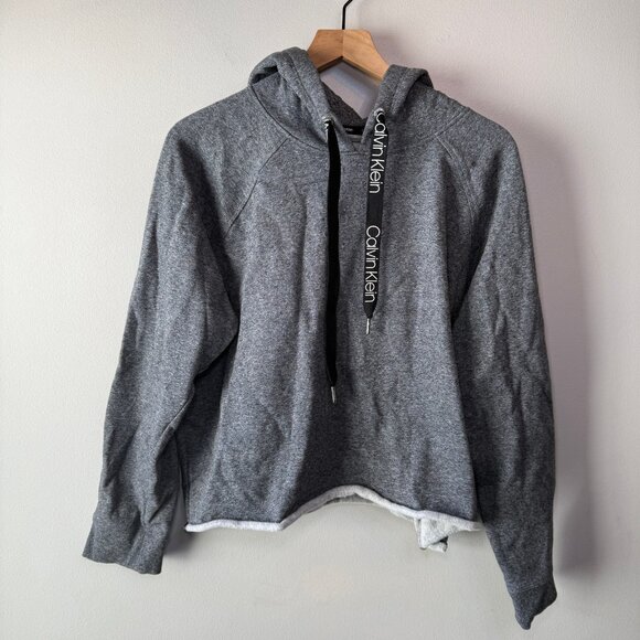 Calvin Klein Women's Fleece Lined Hoodie Sweatshirt Cropped Gray Size XXL - Picture 1 of 7